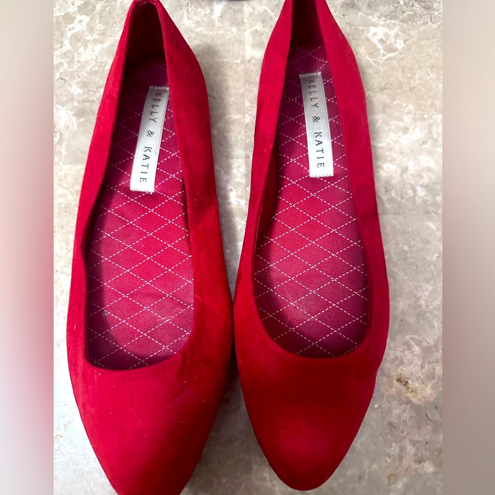 Kelly & Katie Women’s Sz 8.5 Red Flats … used 1 time.  Perfect condition.
